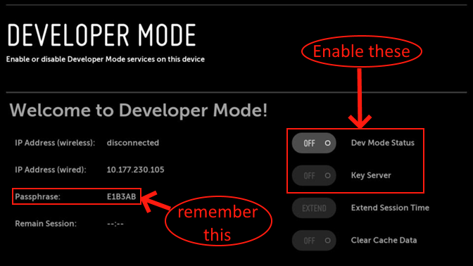 Developer Mode Settings Developer Mode Settings
