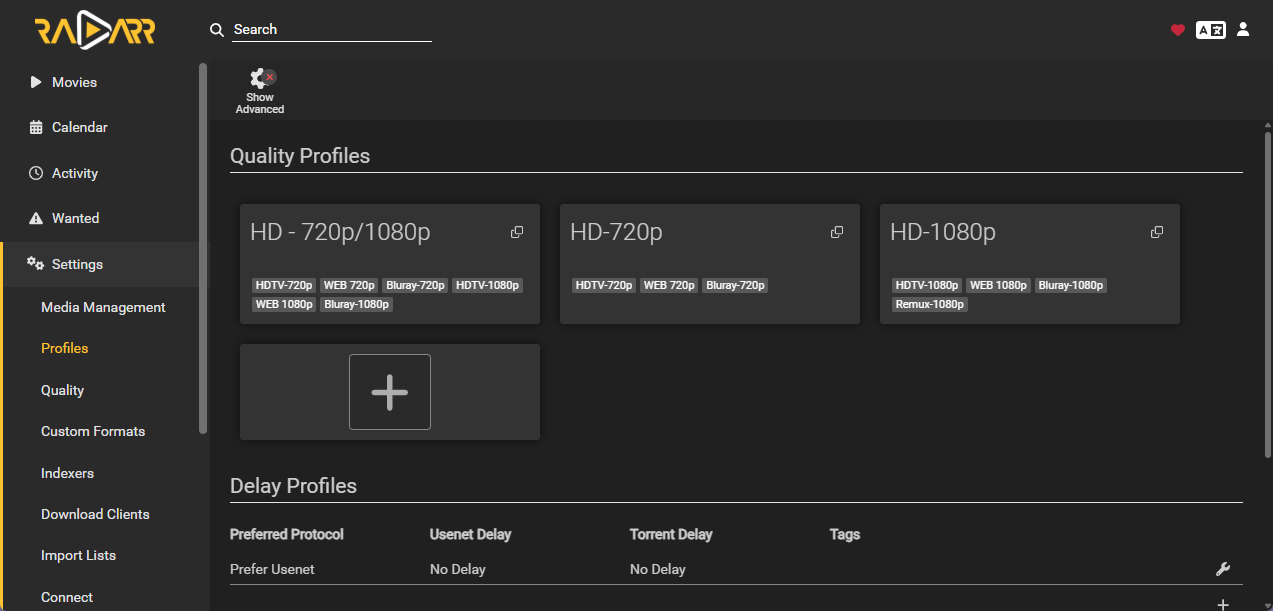 Radarr Quality Profiles