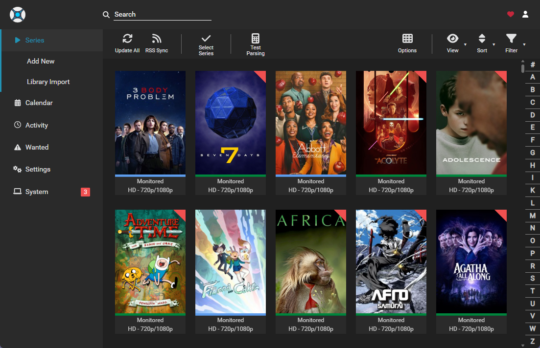 Sonarr Series Library