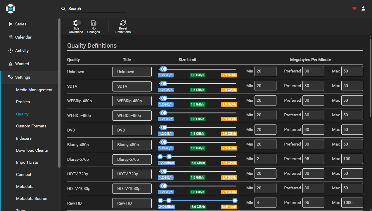 Sonarr Quality Profiles
